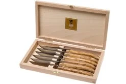 Claude Dozorme Laguiole Steakmesserset 6-teilig Ohne Bolster, Olivenholz