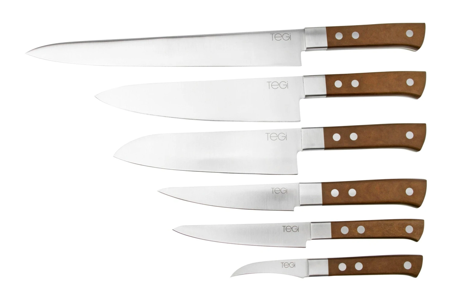 Maserin TEGI 2500TG02-M 6-teiliges Küchenmesser-Set Mit Rolltasche, Braun 3 Maserin TEGI 2500TG02-M 6-teiliges Küchenmesser-Set Mit Rolltasche, Braun