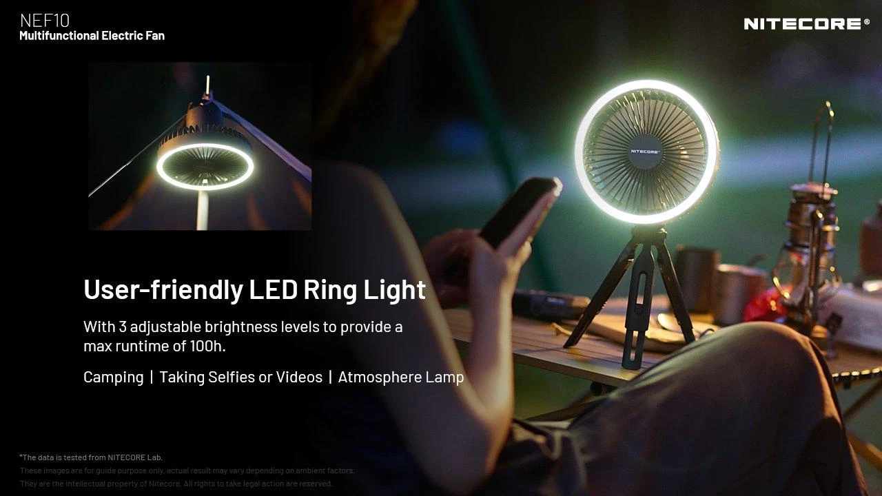 Nitecore NEF10 Portable Fan, Weiß, Ventilator Mit Lampe Und Powerbank 6 Nitecore NEF10 Portable Fan, Weiß, Ventilator Mit Lampe Und Powerbank – Bild 4