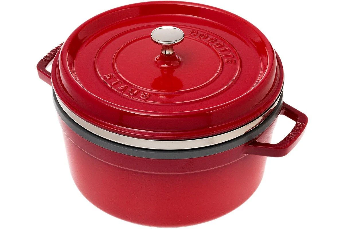 Staub Cocotte / Bräter 26cm, 5,2L, Rot Mit Dämpfeinsatz 3 Staub Cocotte / Bräter 26cm, 5,2L, Rot Mit Dämpfeinsatz