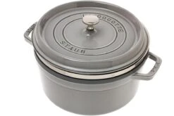 Staub Cocotte / Bräter 26cm, 5,2L, Grau Mit Dämpfeinsatz