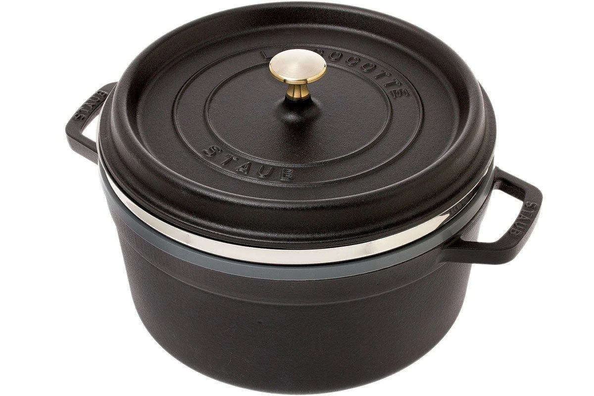 Staub Cocotte / Bräter 26cm, 5,2L, Schwarz Mit Dämpfeinsatz 3 Staub Cocotte / Bräter 26cm, 5,2L, Schwarz Mit Dämpfeinsatz