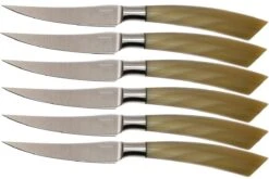 Saladini 6-teiliges Steakmesserset 23 Cm, Ochsenhorn